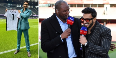 Football fanboy Ranveer soaks in Premier League action, meets legends of  the game