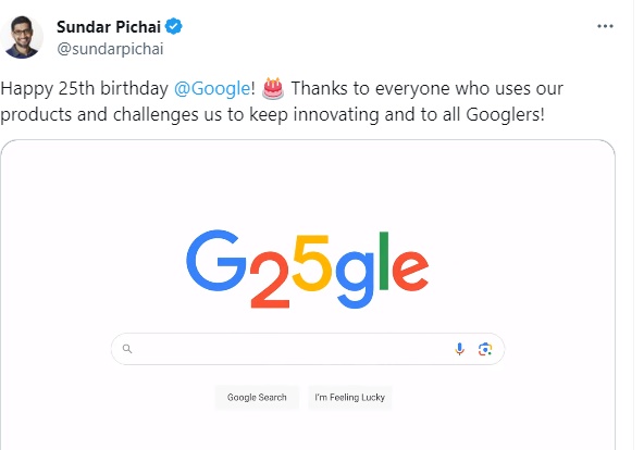 Google Celebrates its 25th Birthday With A Special Doodle